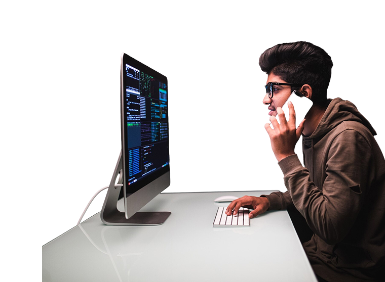 Tech professional smiling with tablet